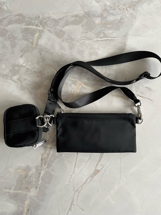 lululemon athletica Accessories - lululemon Black Zip Pouch with Embossed Logo
